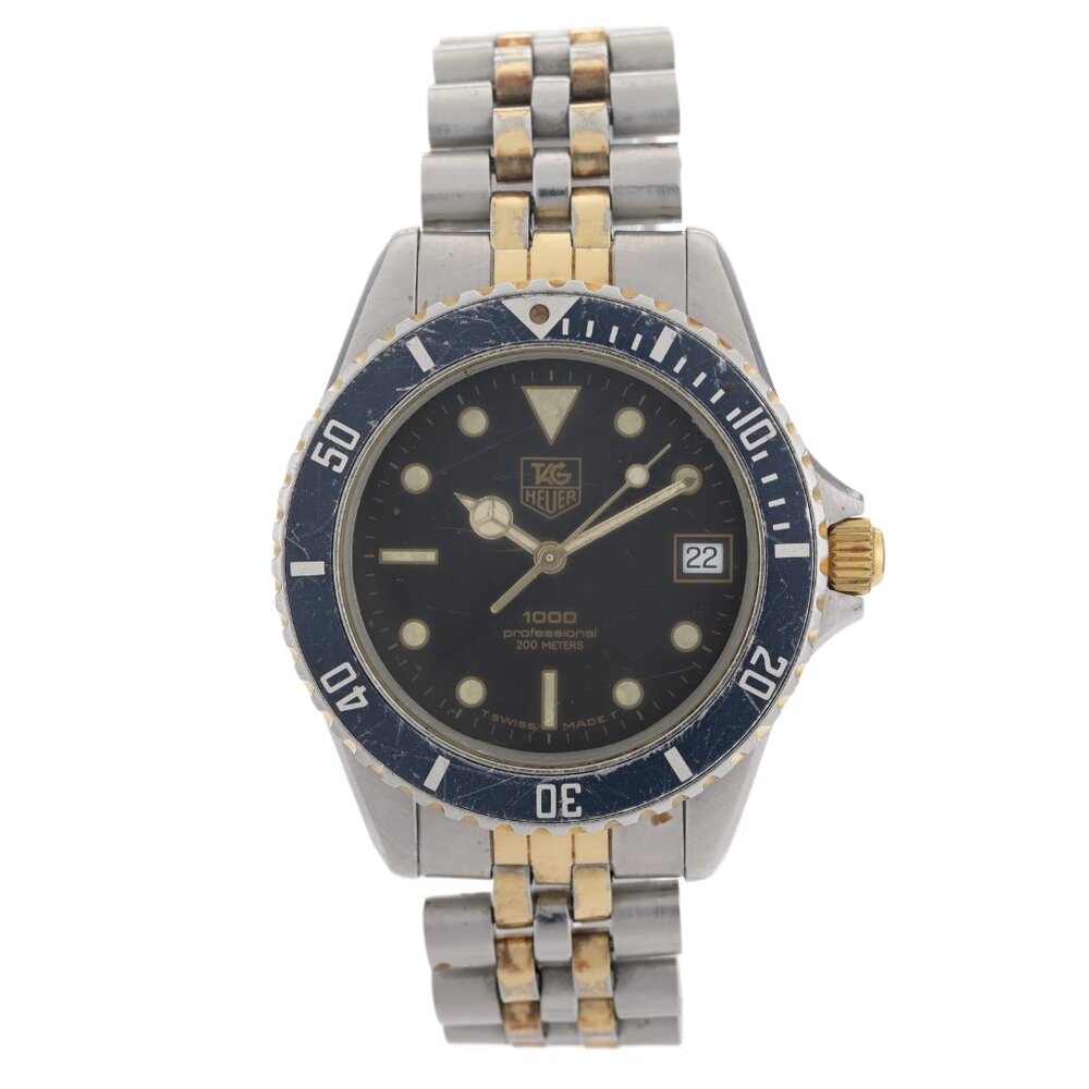 TAG Heuer 1000 Series 980.020B Black Dial 37mm Gold Two Tone Men's Watch